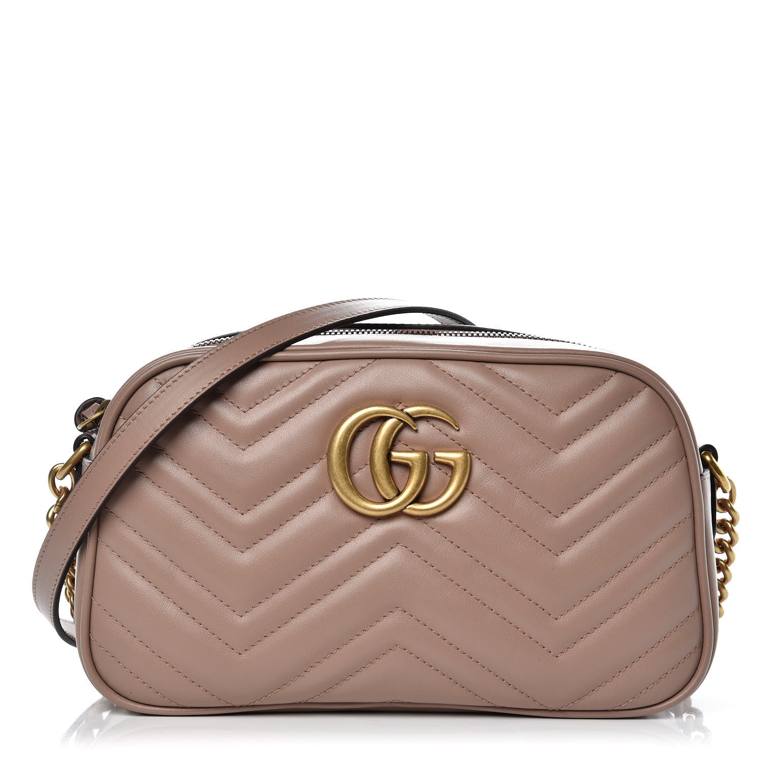 Gucci Calfskin Matelasse Small GG Marmont Chain Shoulder Bag Porcelain Rose 1 of 7