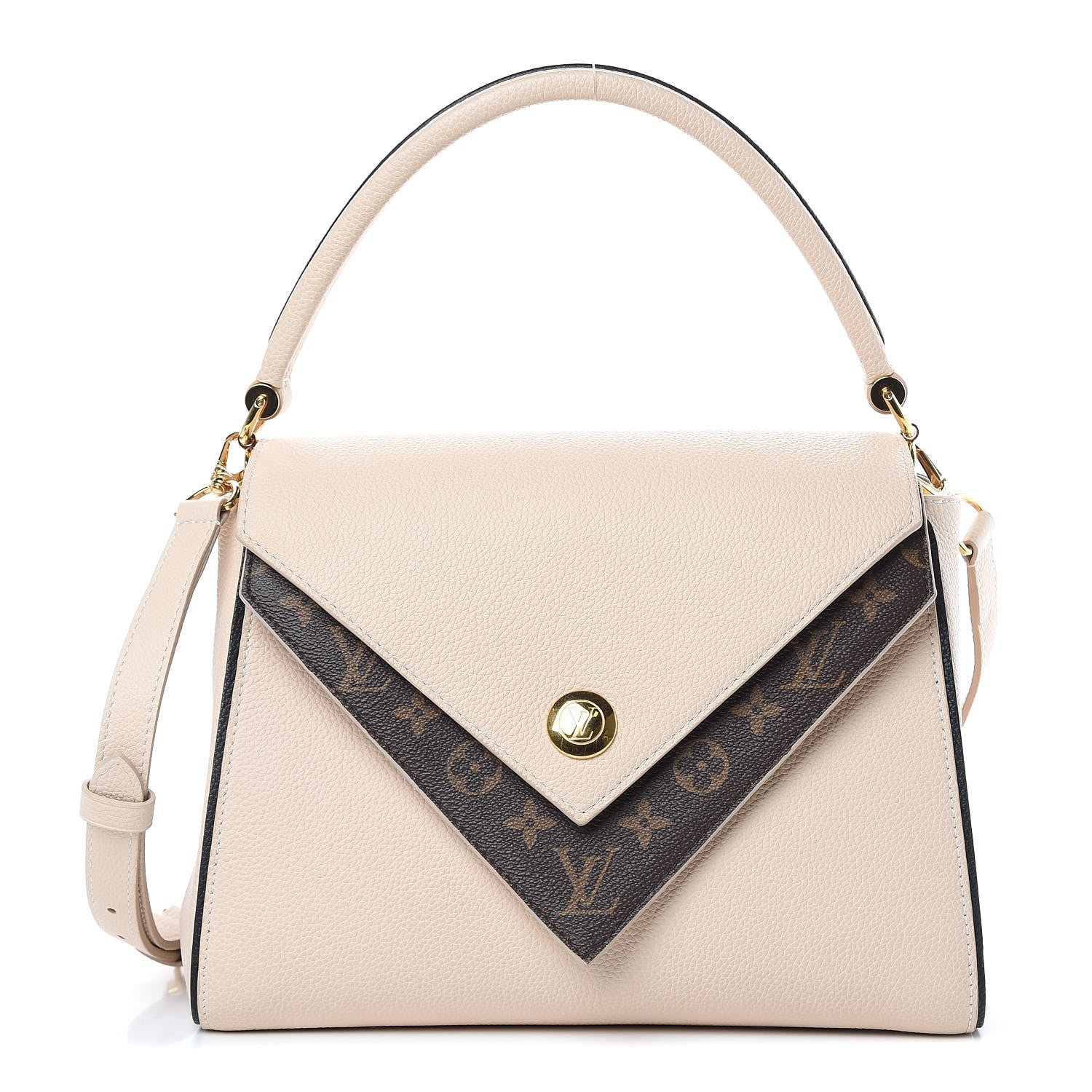 Louis Vuitton Grained Calfskin Monogram Double V Creme 1 of 8