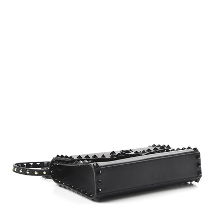 Valentino Garavani Vitello Monochrome Medium Rockstud Flip Lock Crossbody Bag Black 4 of 9