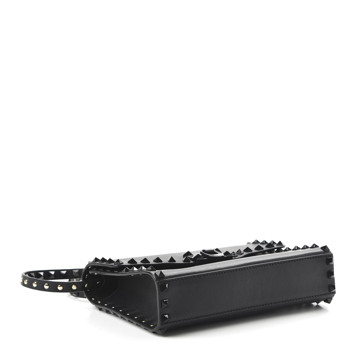 Valentino Garavani Vitello Monochrome Medium Rockstud Flip Lock Crossbody Bag Black 4 of 9