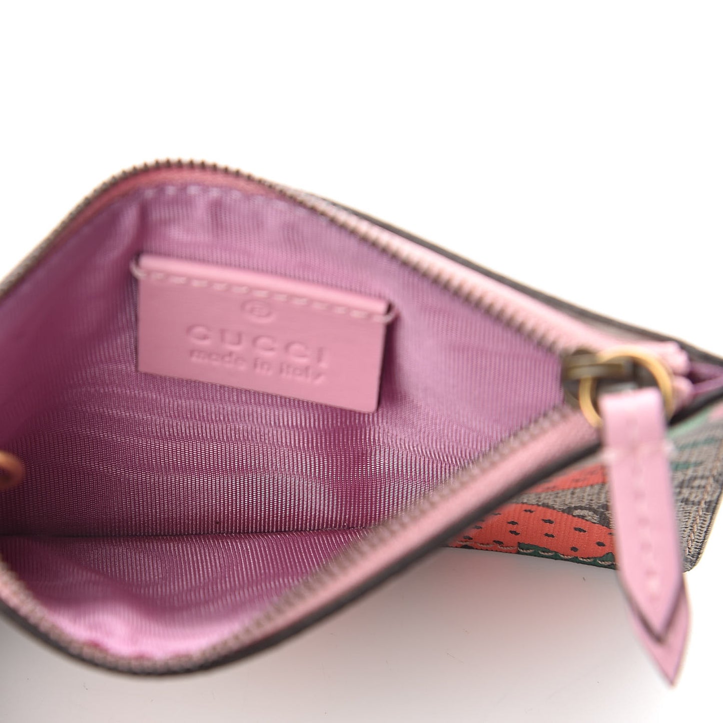 GG Supreme Monogram Strawberry Key Case
