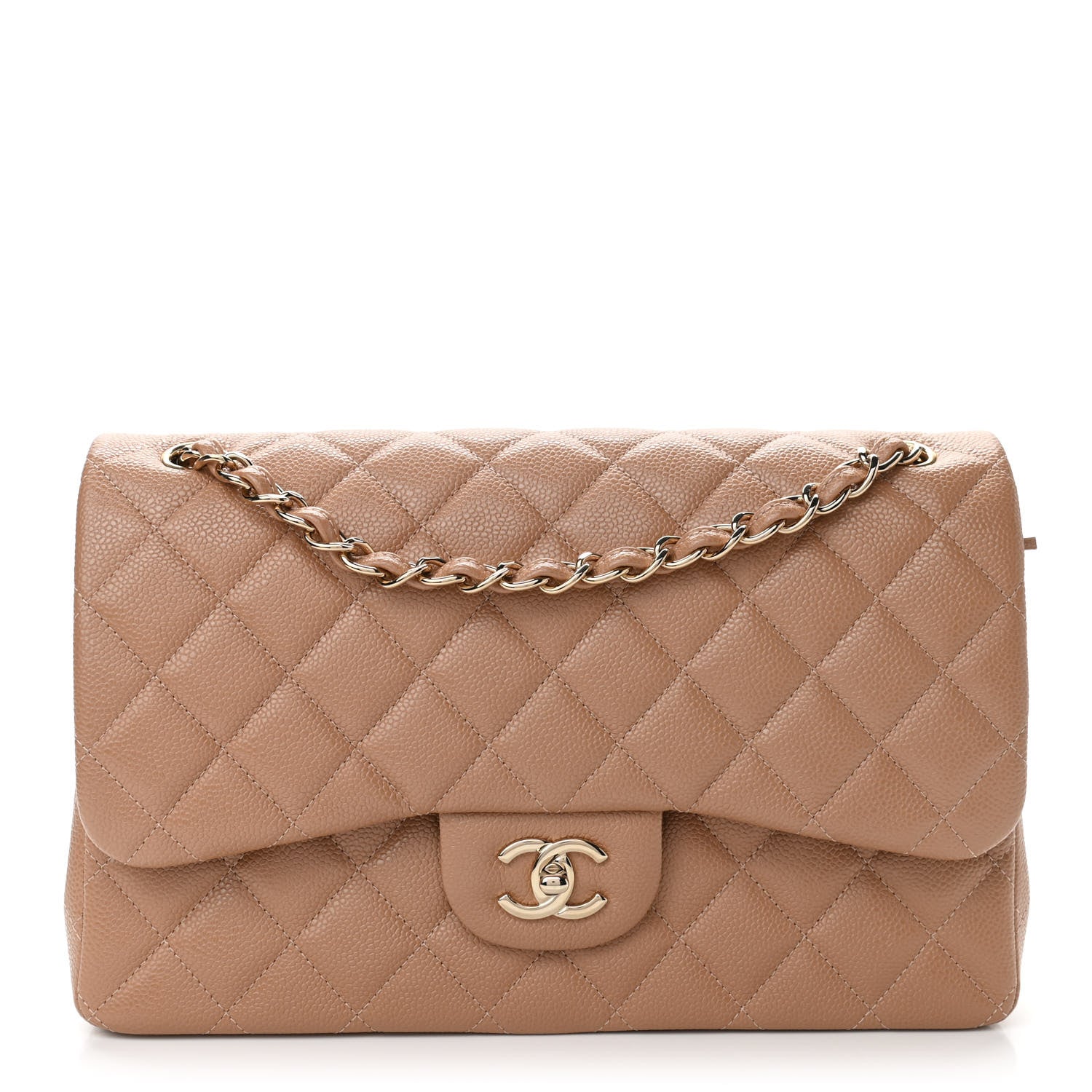 Chanel Caviar Quilted Jumbo Double Flap Beige 1 of 11