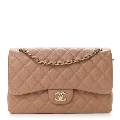 Chanel Caviar Quilted Jumbo Double Flap Beige 1 of 11