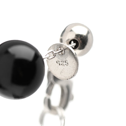 Tiffany Sterling Silver Black Onyx Bead Necklace 5 of 6