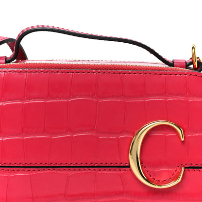 Chloe Calfskin Crocodile Embossed Mini C Vanity Bag Red 8 of 10