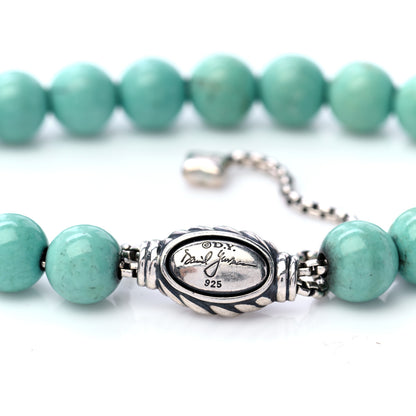 David Yurman Sterling Silver Turquoise 8mm Spiritual Beads Adjustable Bracelet 5 of 6