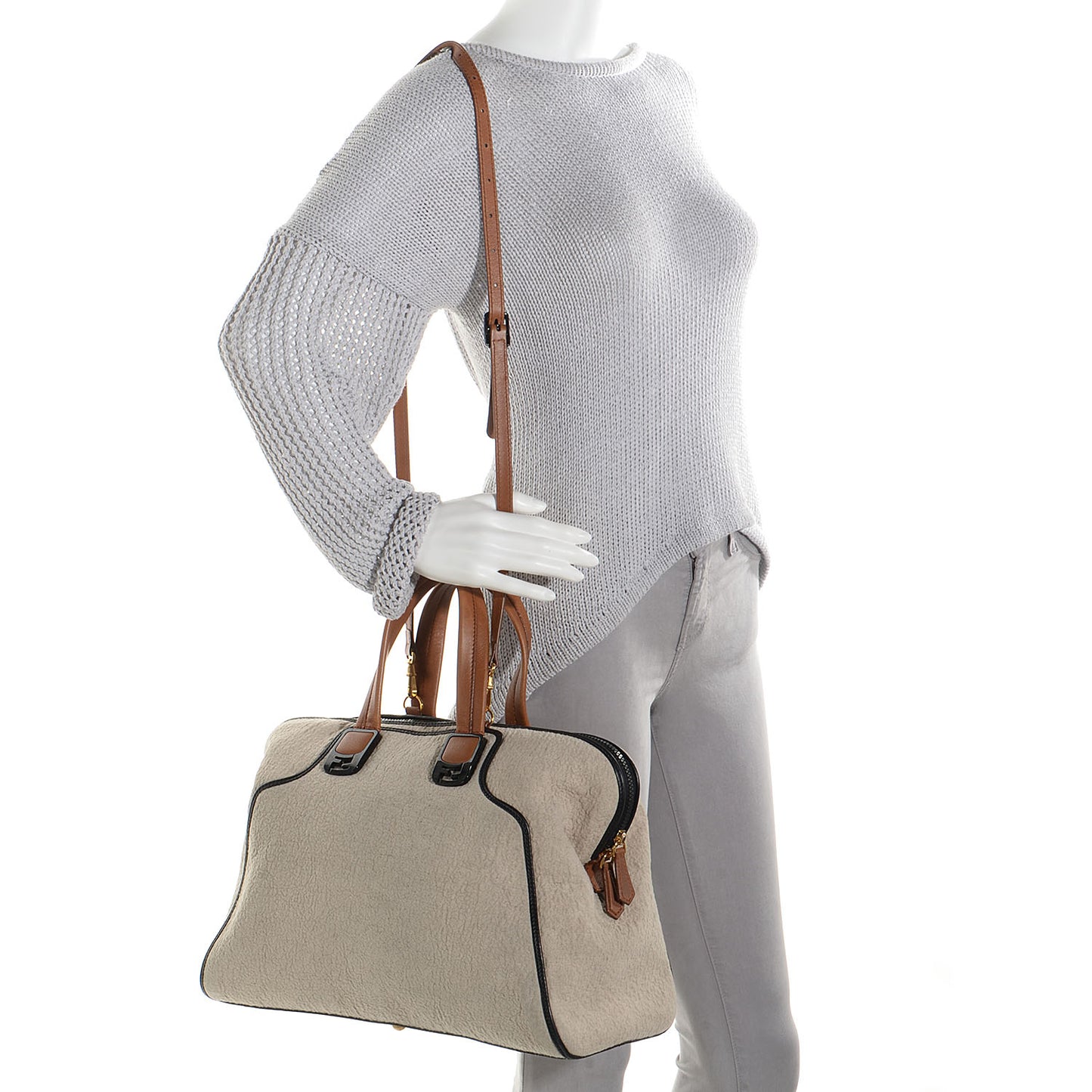 Tessuto Matelasse Chameleon Tote Ecru Black