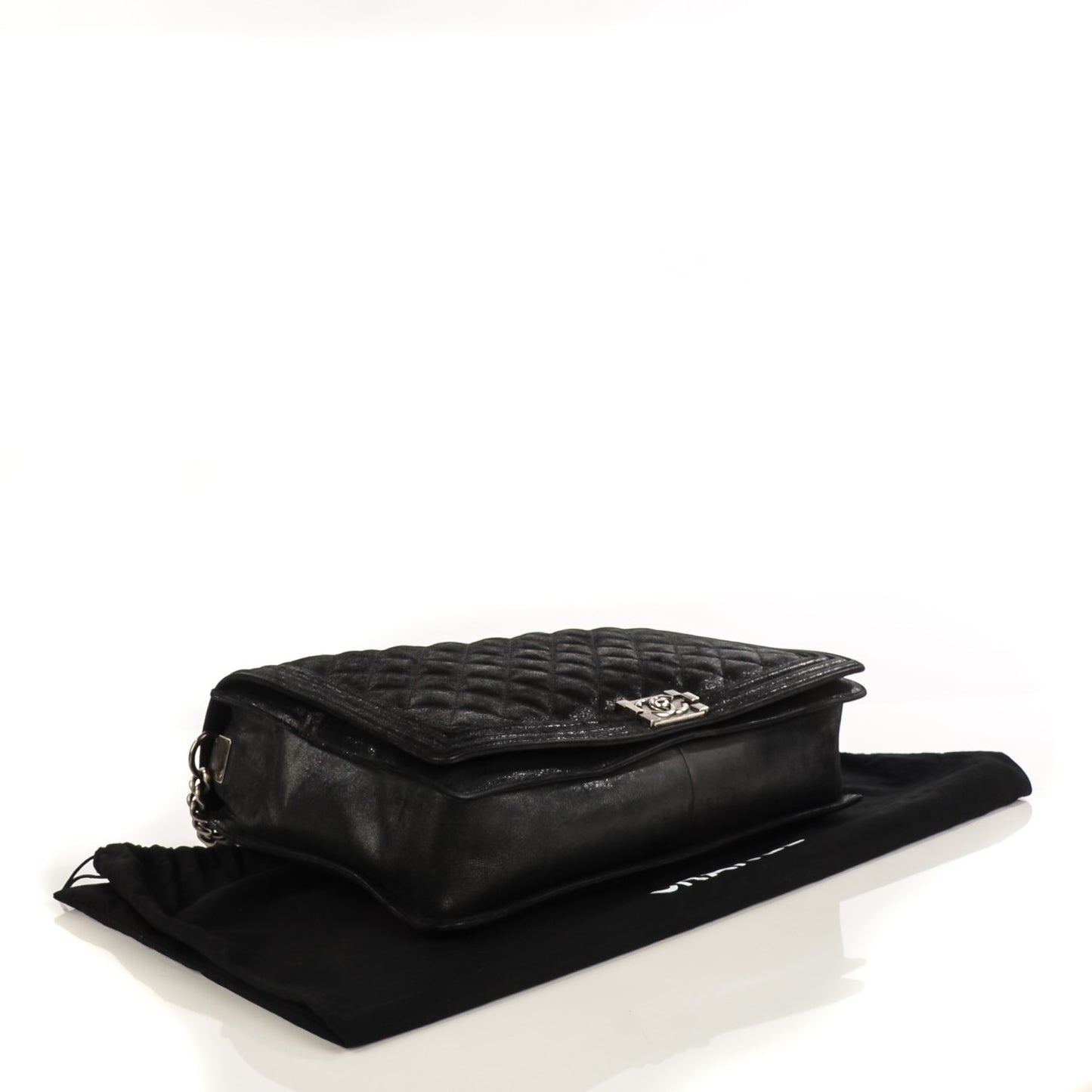 Goatskin Quilted Large Gentle Boy Flap Black