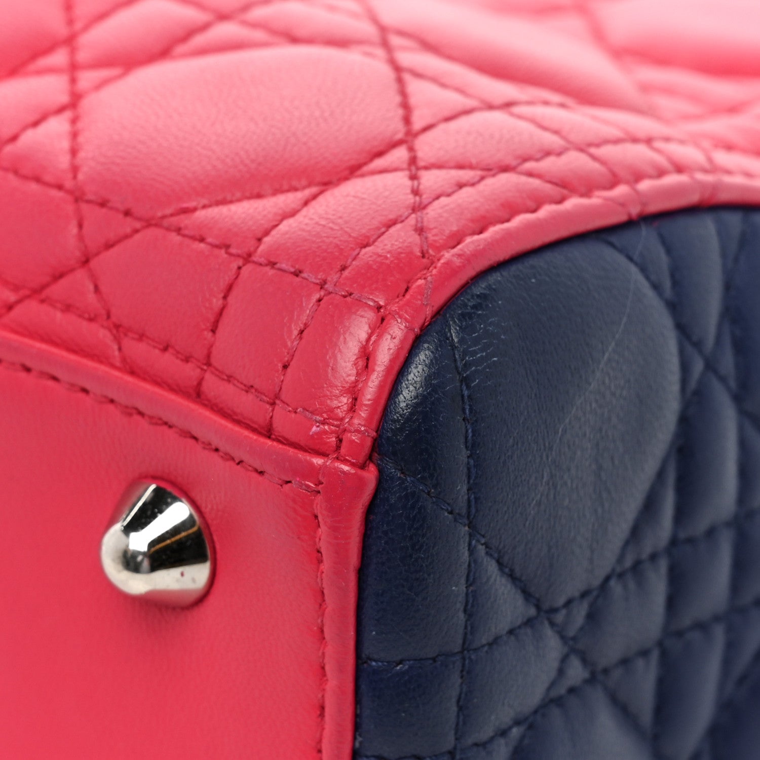 Christian Dior Lambskin Cannage Large Tri-Color Lady Dior Pink Blue Yellow 9 of 25