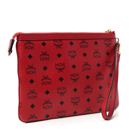 MCM Visetos Liz Shopper Tote Pouch Ruby Red 3 of 7