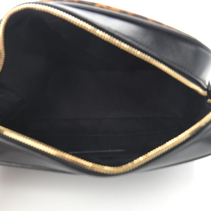 Saint Laurent Calfskin Leopard Print Monogram Lou Camera Bag Black 5 of 10