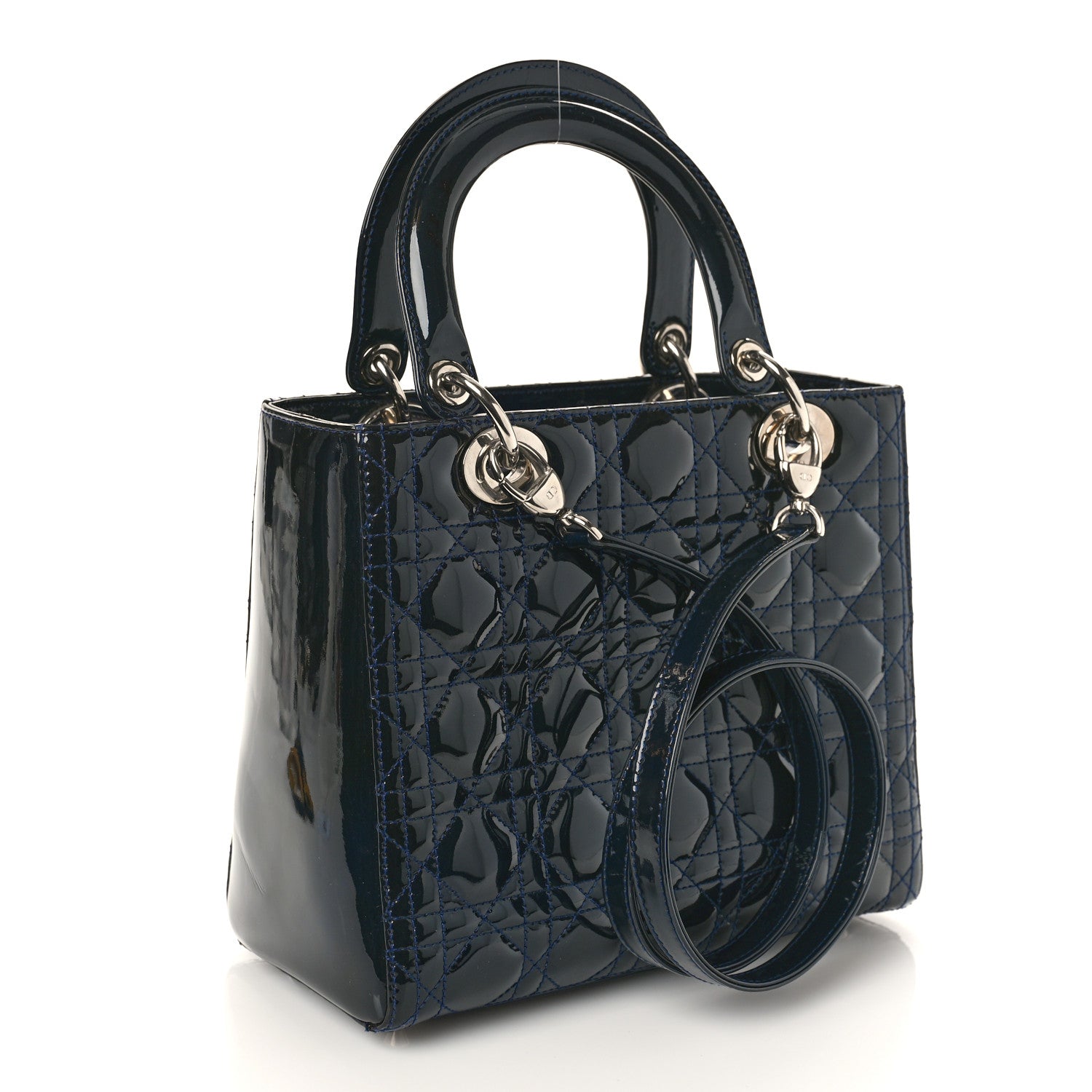 Christian Dior Patent Cannage Medium Lady Dior Navy Blue 3 of 8