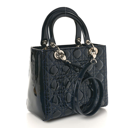 Christian Dior Patent Cannage Medium Lady Dior Navy Blue 3 of 8