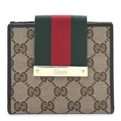 Gucci Monogram Ladies Web French Flap Wallet Dark Brown 4 of 8