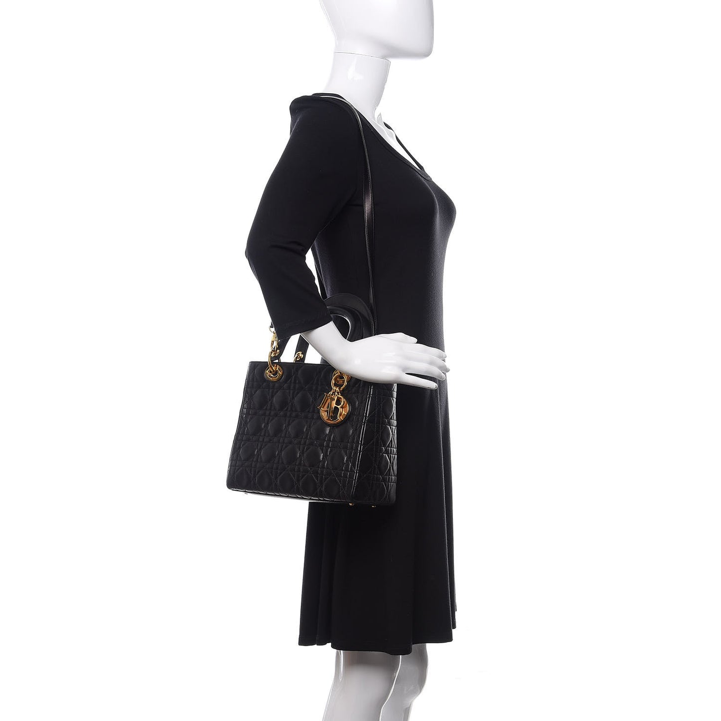 Lambskin Cannage Medium Lady Dior Black