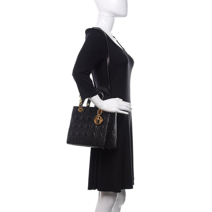 Christian Dior Lambskin Cannage Medium Lady Dior Black 2 of 11