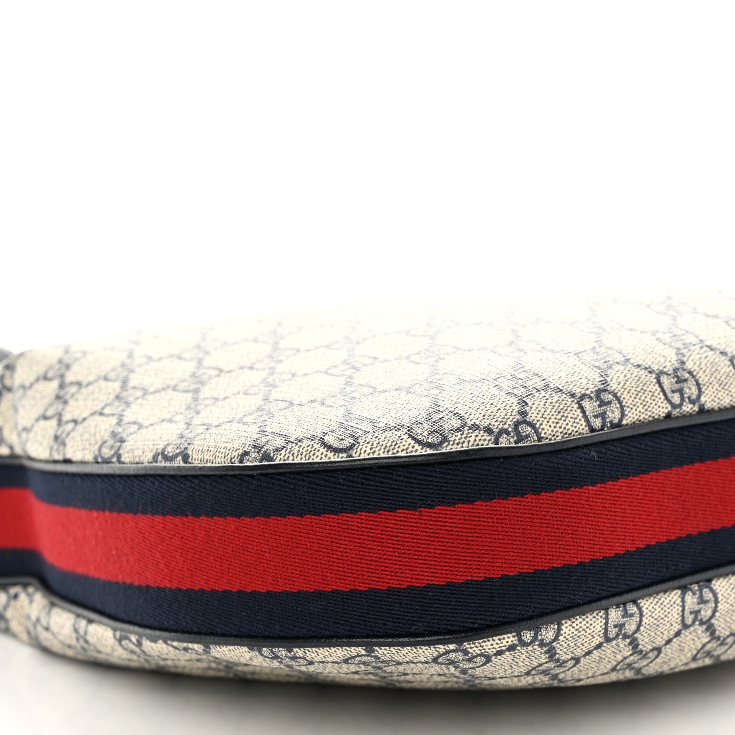 Gucci GG Supreme Monogram Textured Calfskin Web Large Attache Shoulder Bag Beige Blue 9 of 10