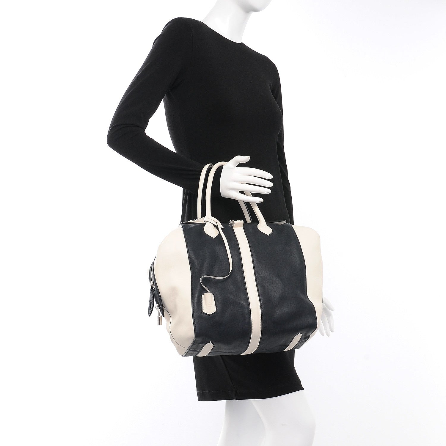 Louis Vuitton Calfskin Suship North South Speedy Navy White 3 of 9