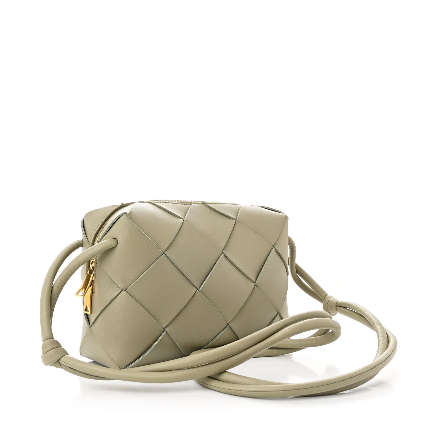 Lambskin Maxi Intrecciato Small Cassette Camera Bag Travertine