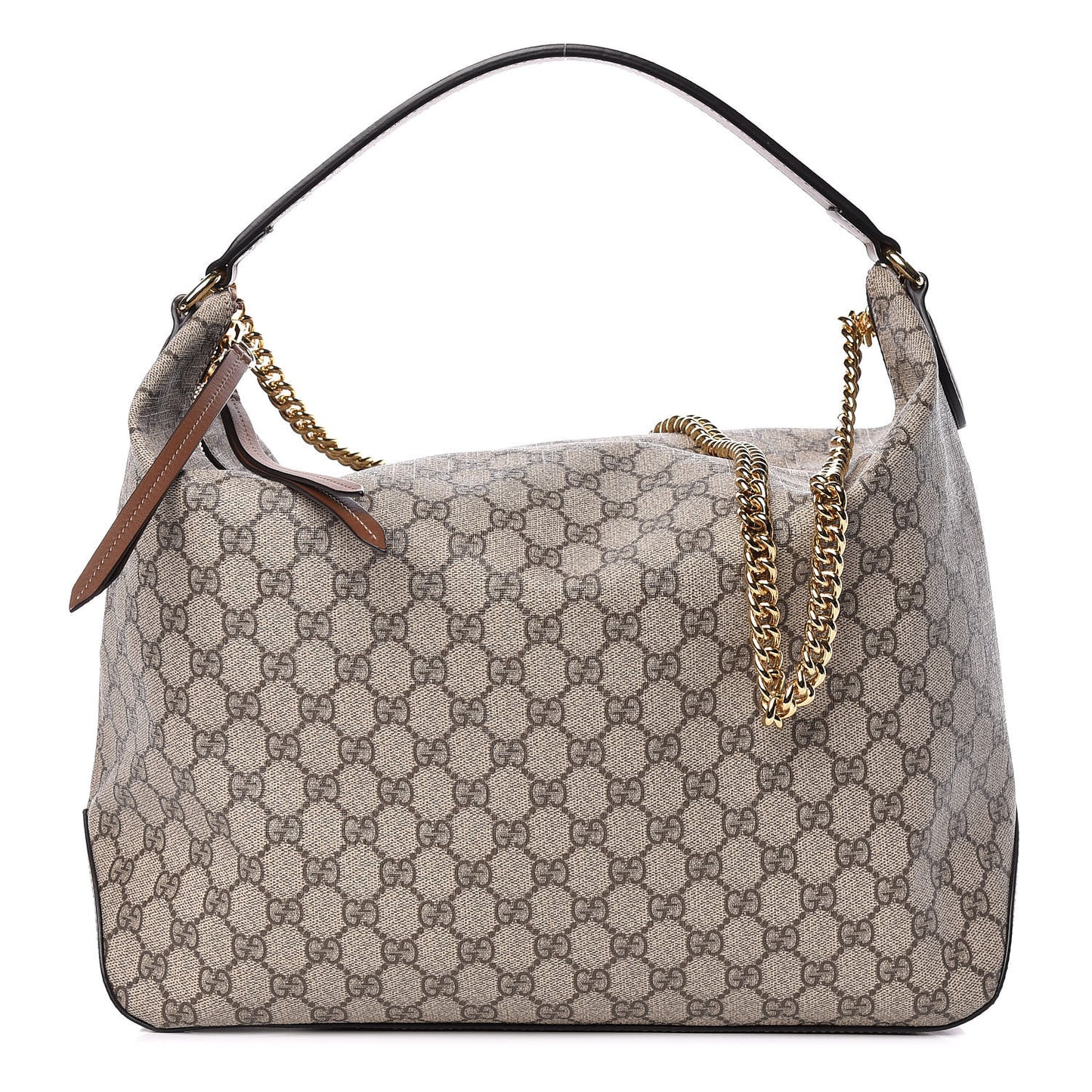 GG Supreme Monogram Large Linea A Hobo Light Brown