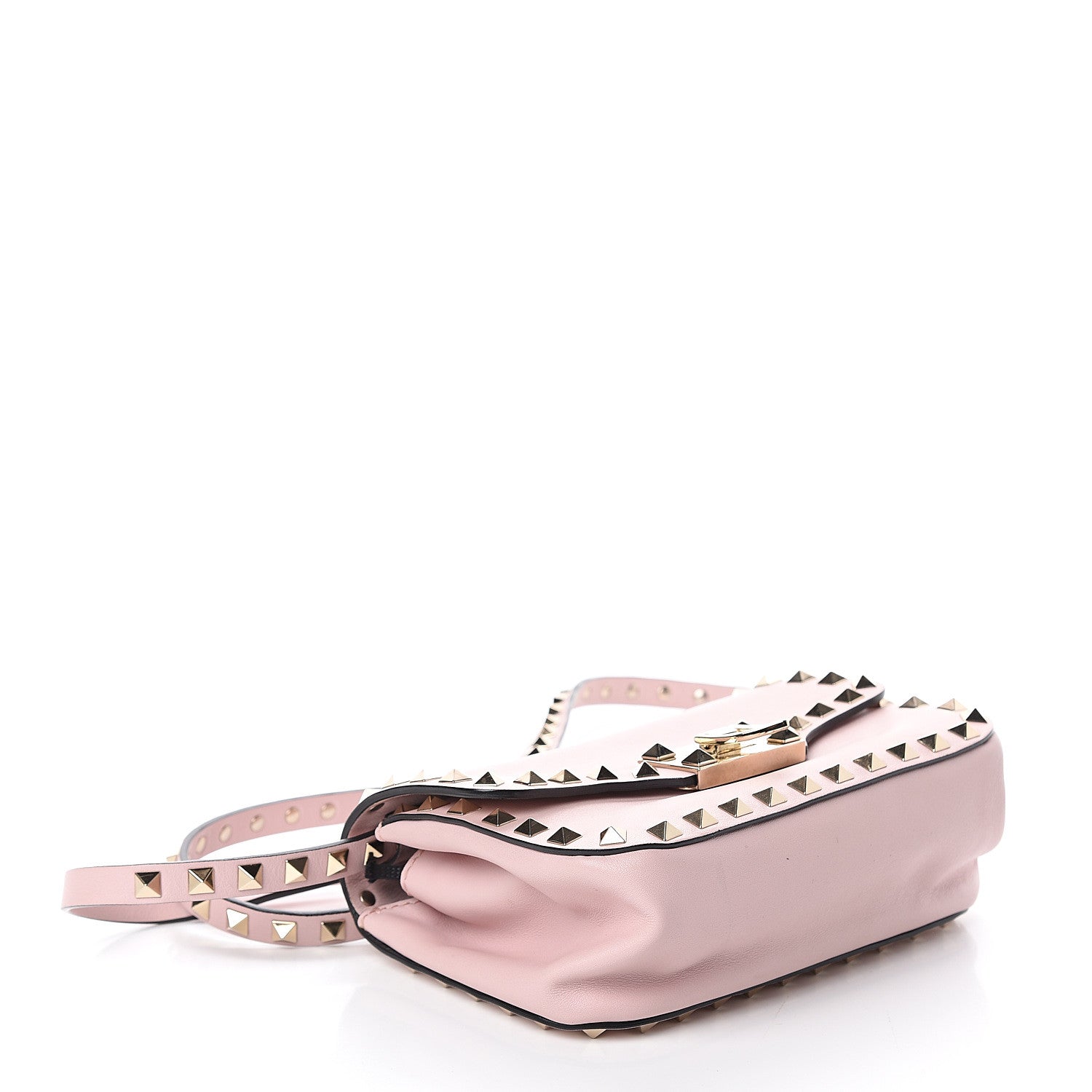 Valentino Garavani Vitello Mini Rockstud Flap Saddle Crossbody Bag Water Rose 3 of 7