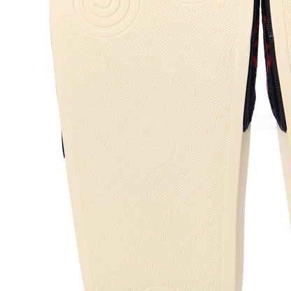Gucci Terry Cloth GG Monogram Slide Sandals 40 Blue Red 6 of 9