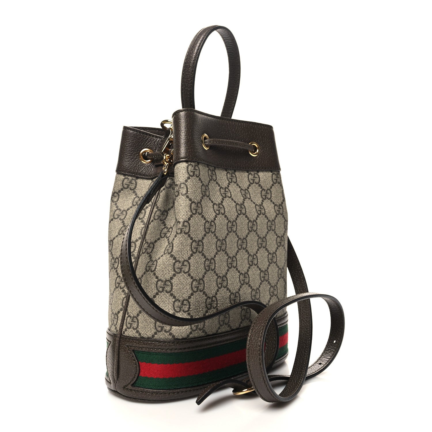 Gucci GG Supreme Monogram Web Small Ophidia Bucket Bag Brown 3 of 11