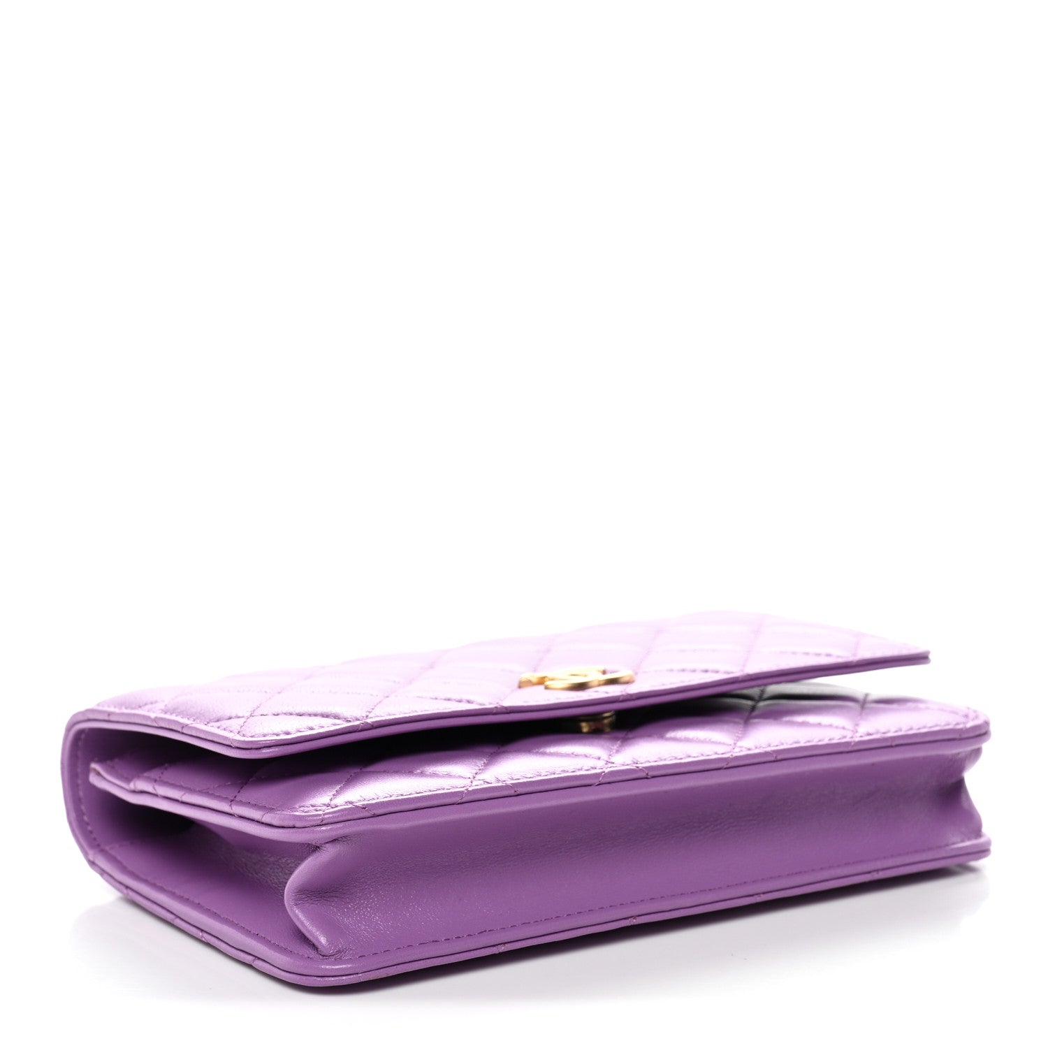 Chanel Lambskin Quilted Pick Me Up Wallet On Chain WOC Purple 4 of 14