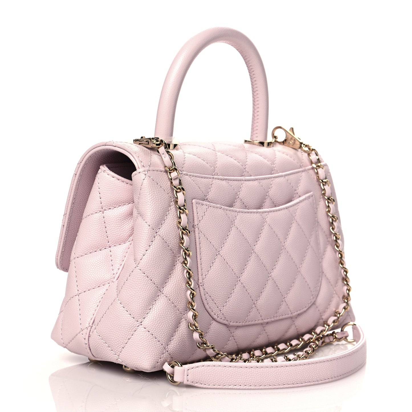 Caviar Quilted Mini Coco Handle Flap Light Pink