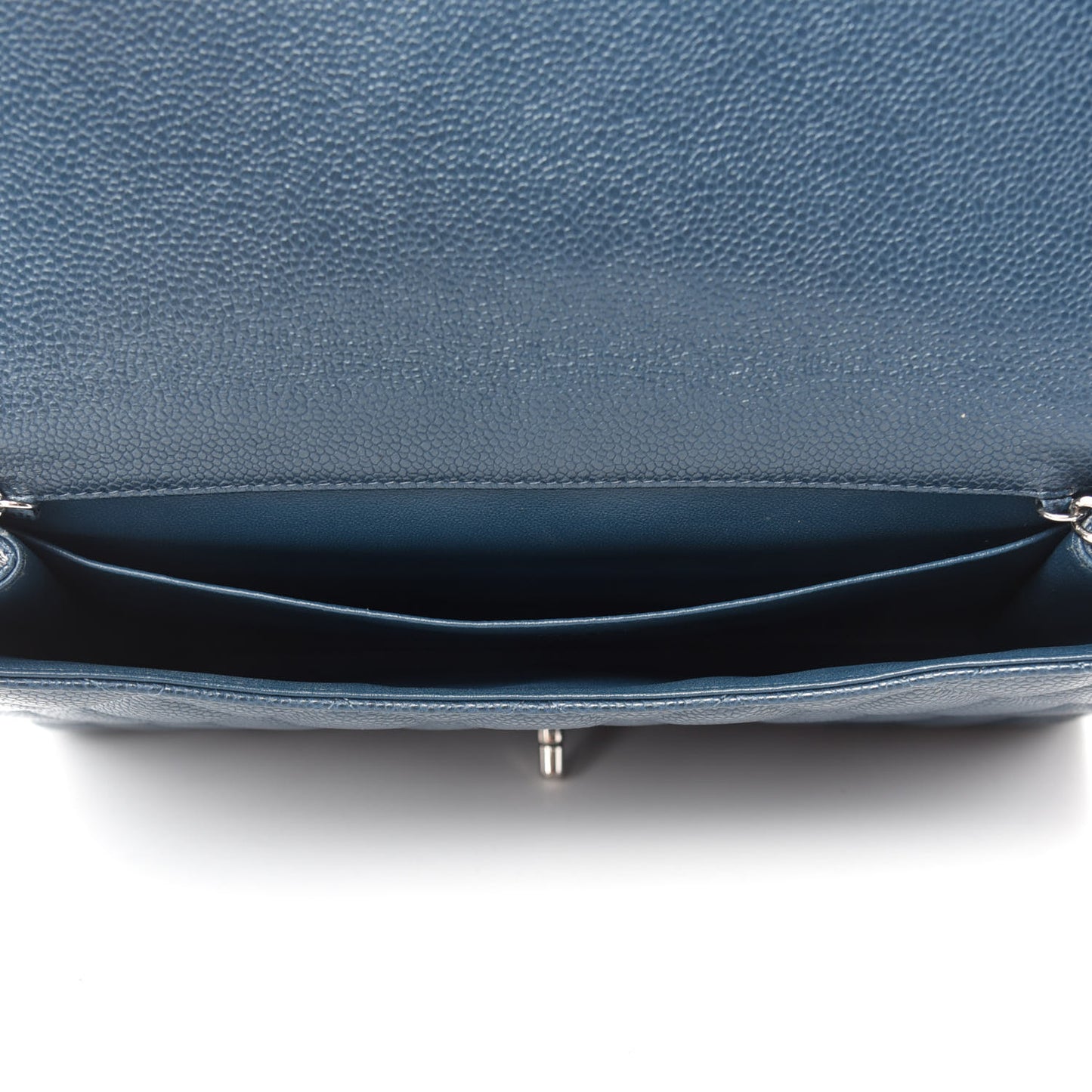 Caviar Quilted Clutch With Chain Flap Blue