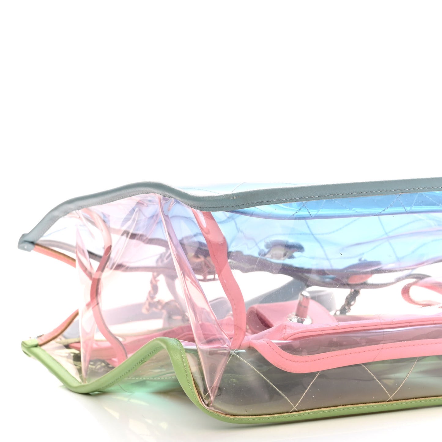 Lambskin PVC Quilted Medium Coco Splash Shopping Bag Blue Green Pink
