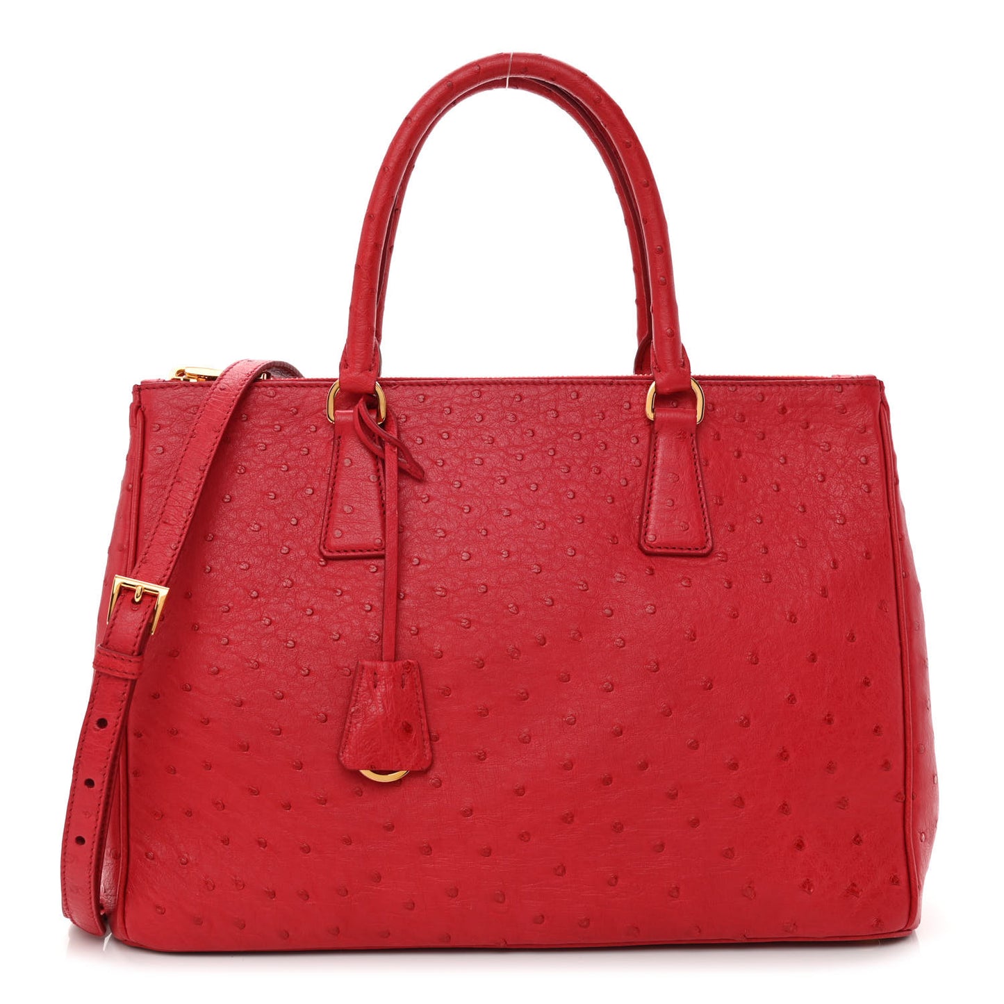 Ostrich Large Galleria Double Zip Tote Fuoco