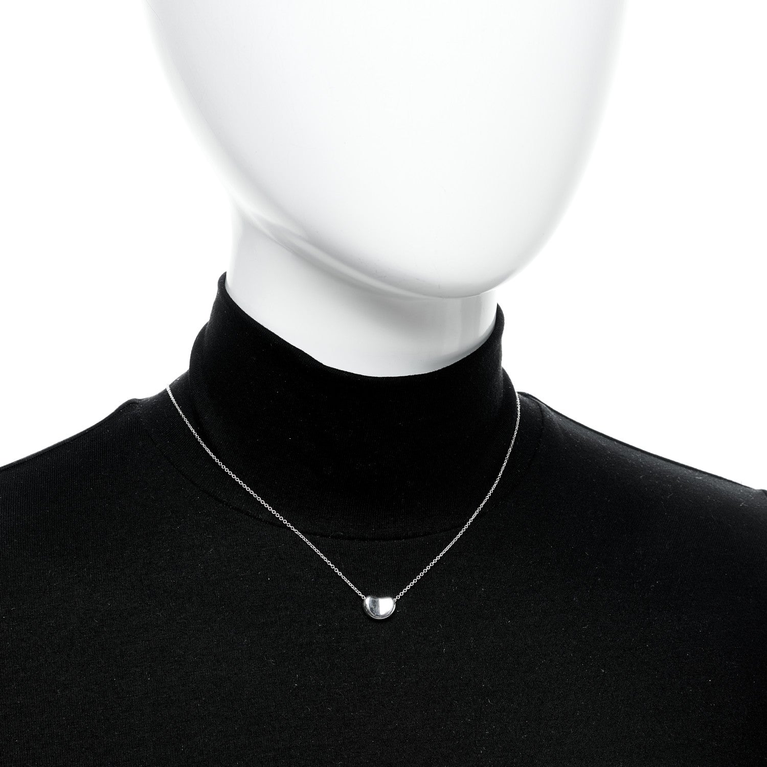 Tiffany Sterling Silver Elsa Peretti 12mm Bean Pendant Necklace 2 of 6
