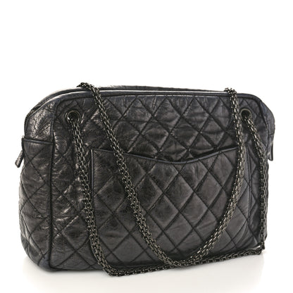 Chanel Metallic Aged Calfskin Quilted Large Reissue Camera Case Black 3 of 13