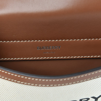 Burberry Smooth Calfskin Canvas Horseferry Print Mini Title Bag with Pocket Natural Malt Brown 6 of 11