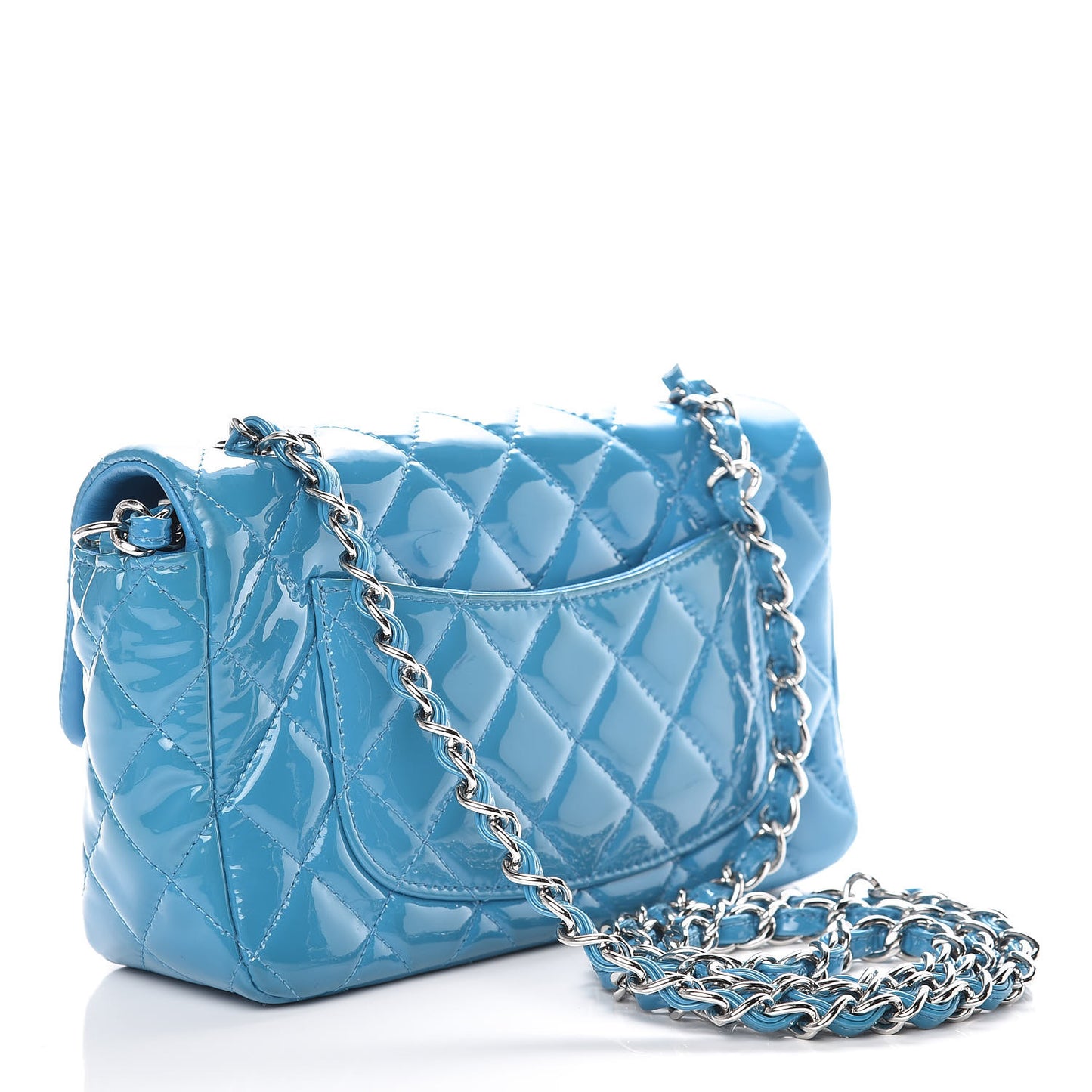 Patent Quilted Mini Rectangular Flap Turquoise
