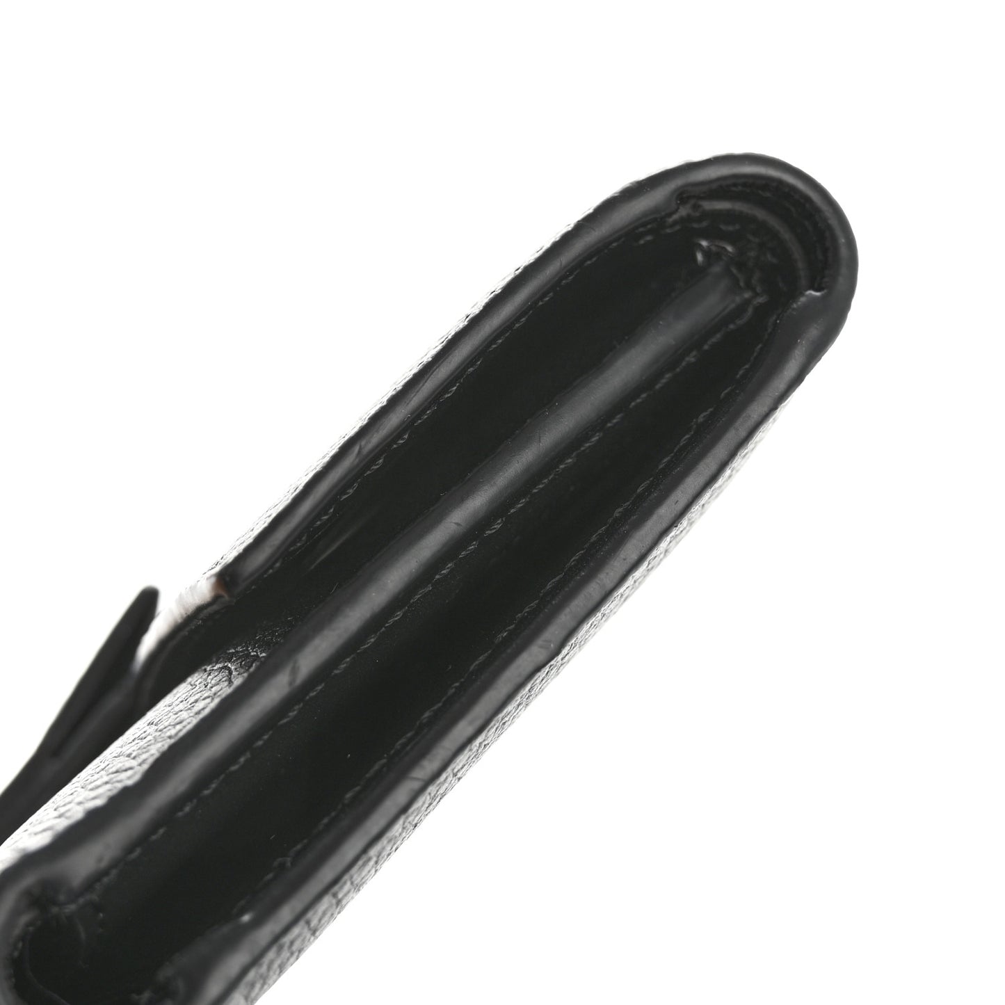 Grained Calfskin Small Vertical Wallet Black