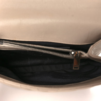 Saint Laurent Sheepskin Matelasse Chevron Monogram Medium College Bag Dark Beige 5 of 13