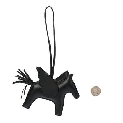 Hermes Milo Lambskin Grigri Rodeo Pegase Horse Bag Charm MM So Black 2 of 5