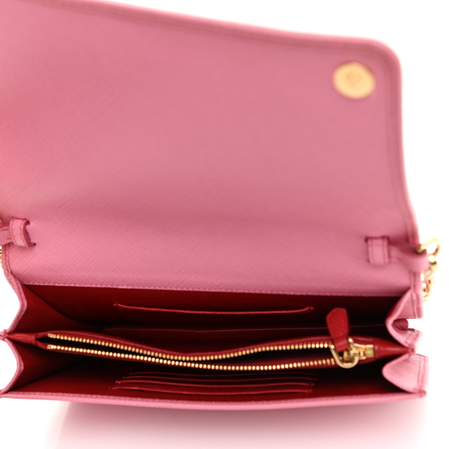 Prada Saffiano Lux Monocrome Chain Wallet Petalo 5 of 9