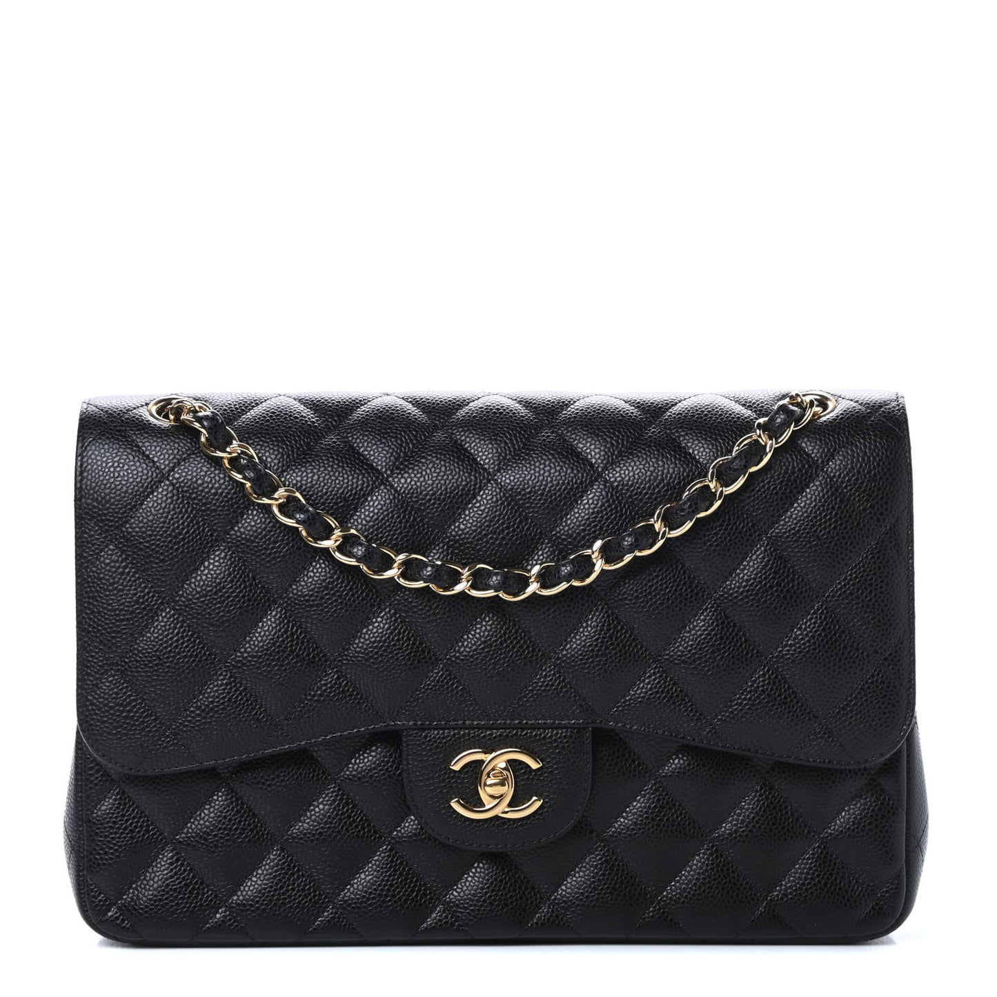 Caviar Quilted Jumbo Double Flap Black