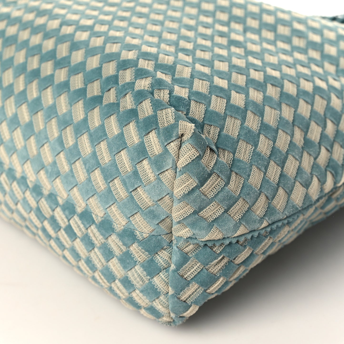 Suede Intrecciato Shoulder Bag Light Blue