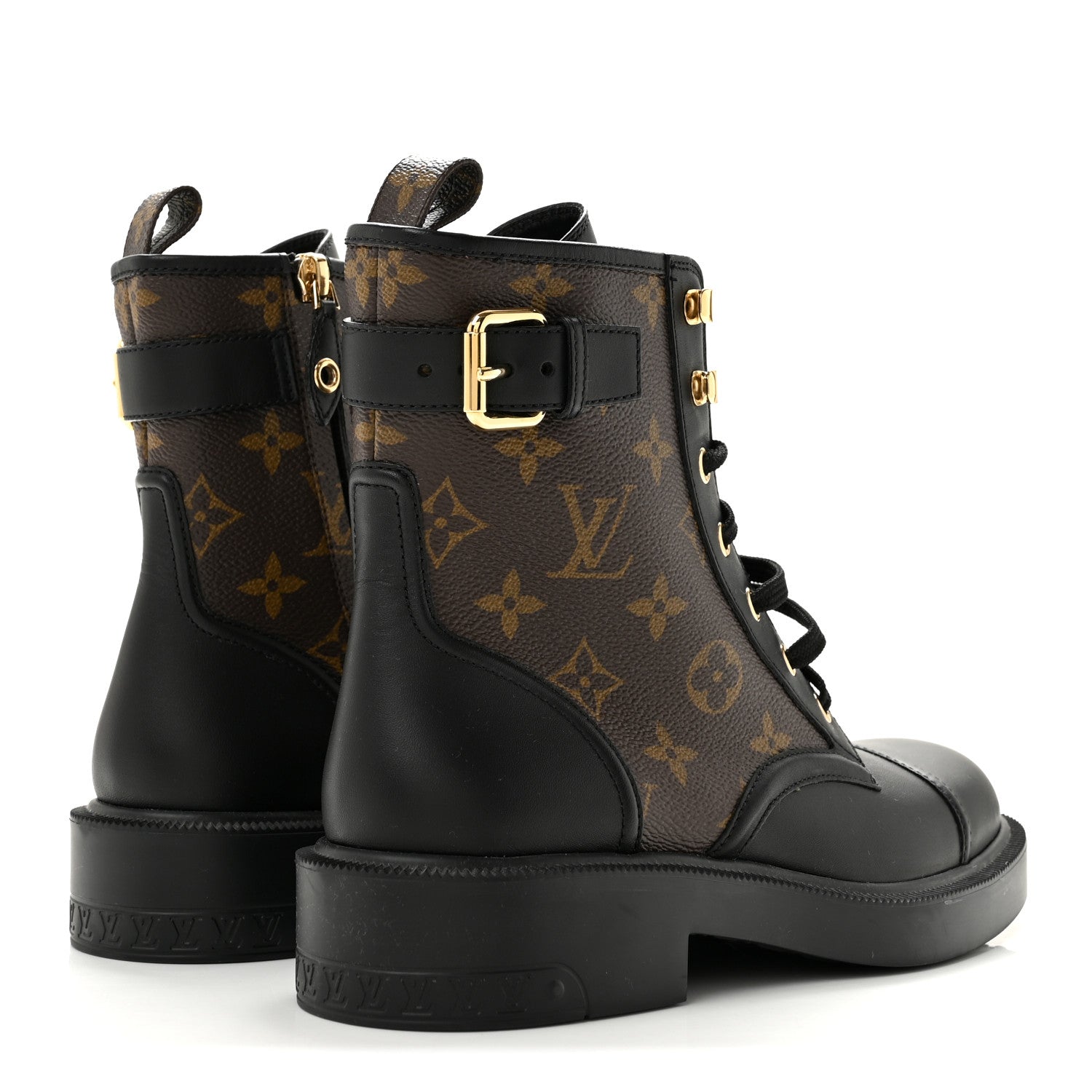 Louis Vuitton Calfskin Monogram Citizen Flat Ranger Boots 37.5 Cacao Brown Black 5 of 9