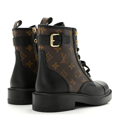 Louis Vuitton Calfskin Monogram Citizen Flat Ranger Boots 37.5 Cacao Brown Black 5 of 9