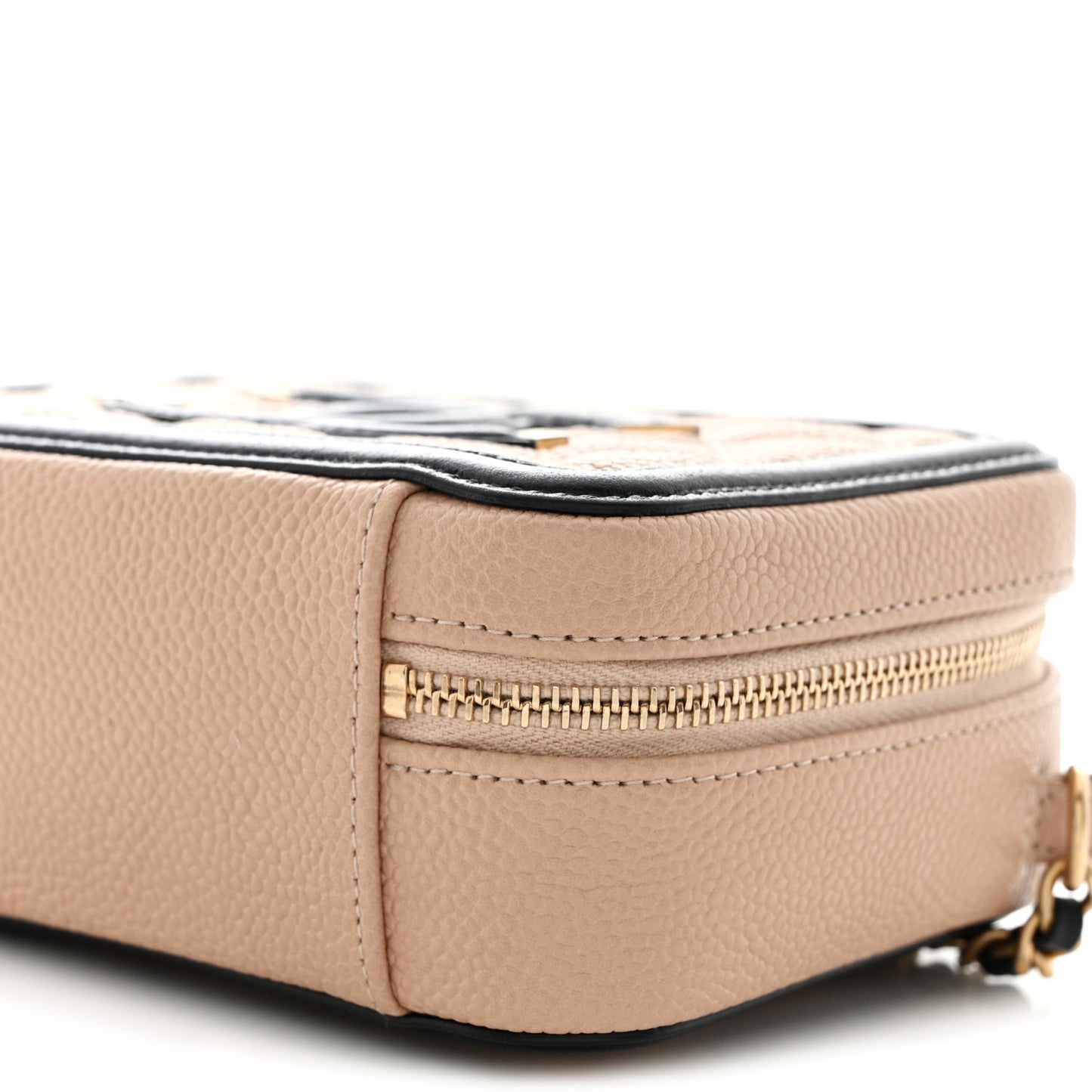 Caviar Quilted CC Filigree Vanity Clutch With Chain Beige Black