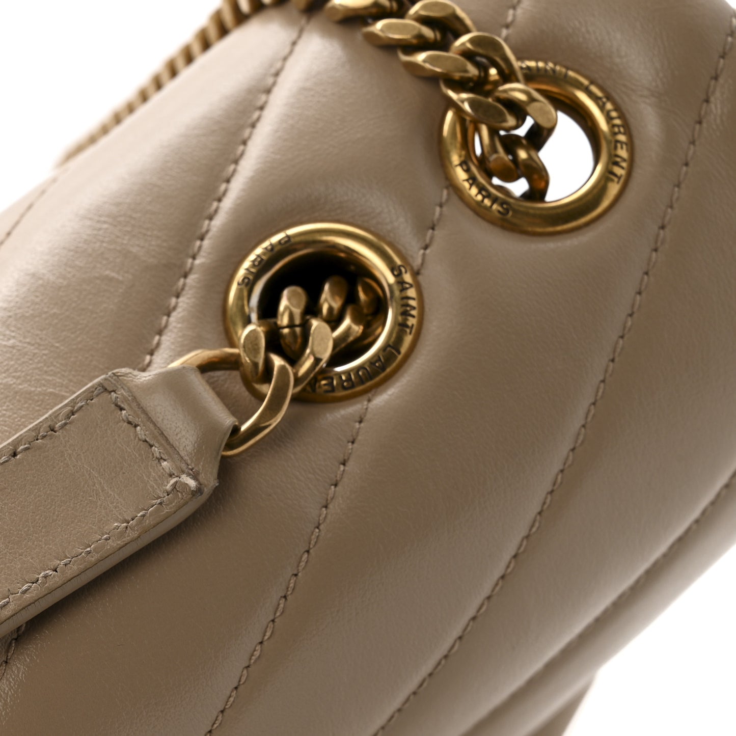 Calfskin Y Quilted Monogram Medium Loulou Chain Satchel Dark Beige