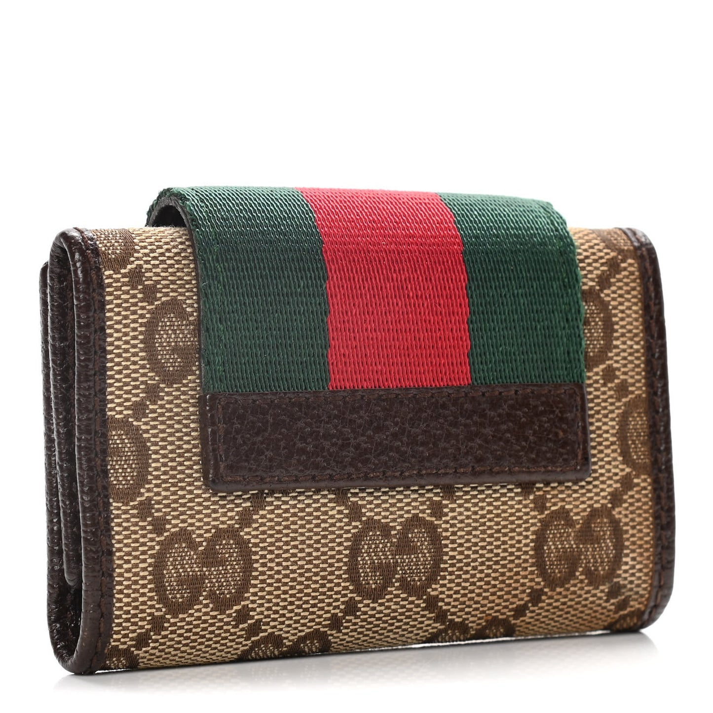 Monogram Calfskin Ladies Web 6 Key Holder Case Beige Ebony Cocoa
