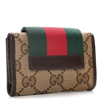 Gucci Monogram Calfskin Ladies Web 6 Key Holder Case Beige Ebony Cocoa 3 of 13