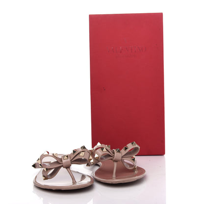 Valentino Garavani PVC Jelly Rockstud Bow Thong Sandals 39 Poudre 10 of 10