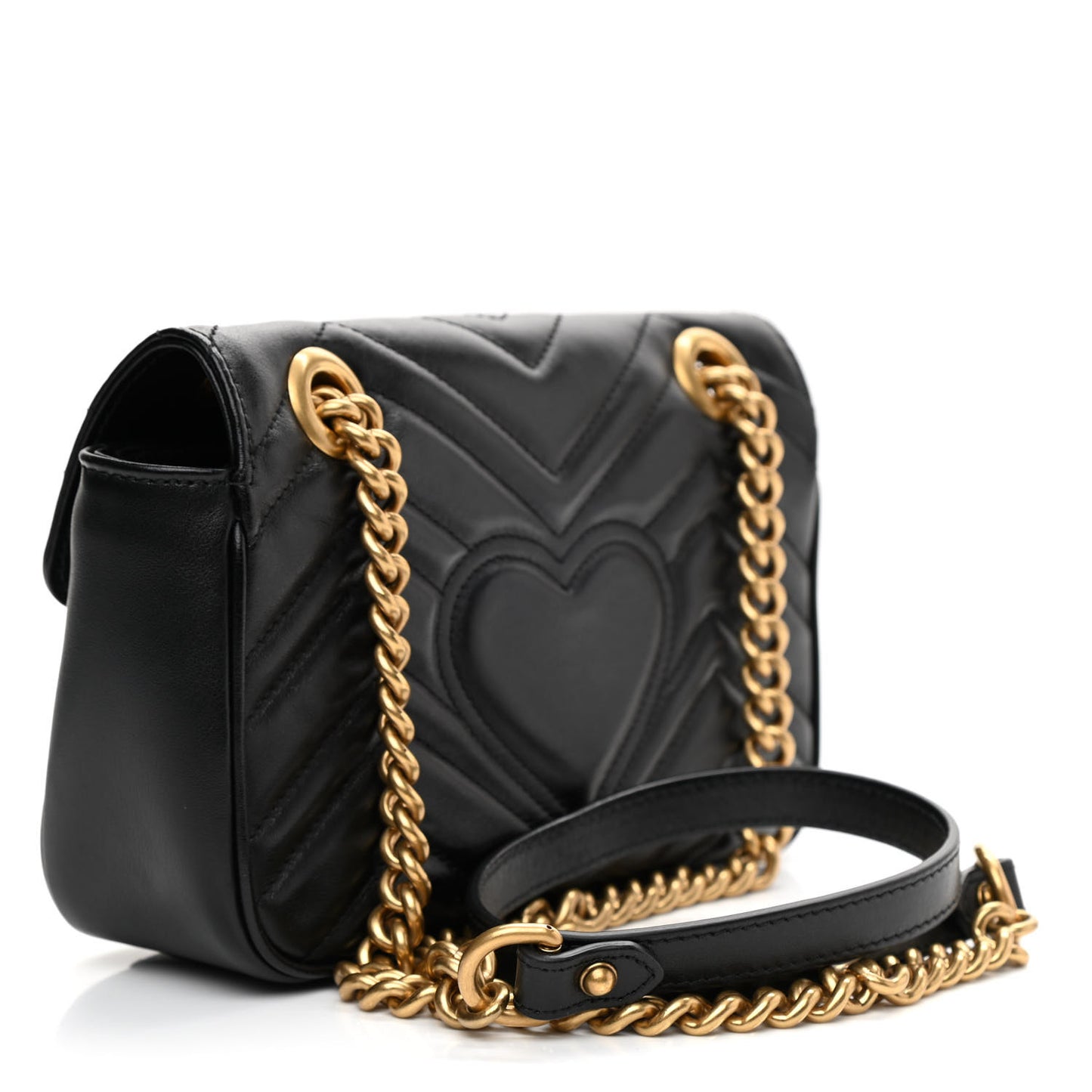 Calfskin Matelasse Mini GG Marmont Shoulder Bag Black